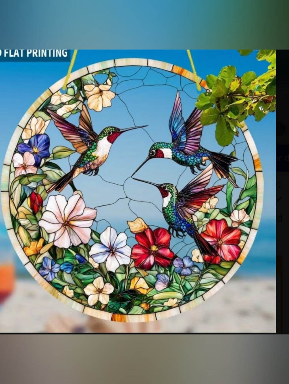 Stained Acrylic Hummingbird Window Panel - Multicolor